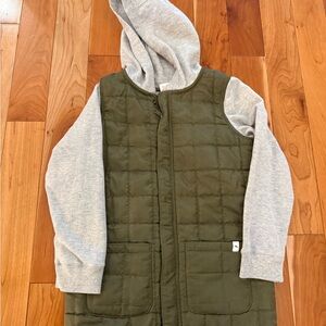 Boys Tommy Bahama Olive Vest Light Jacket with Heather Gray Hoodie